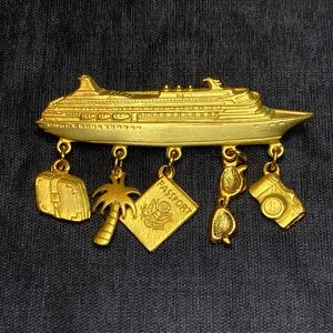Vintage Cruise Boat Sign JJ Brooch